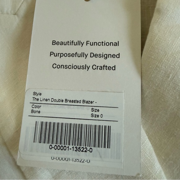 Everlane linen double breasted relaxed fit blazer cream / bone size 0 new - Picture 3 of 10